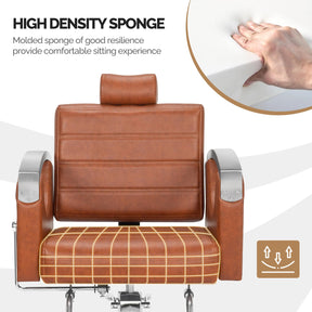 OmySalon SC2611 All Purpose Heavy Duty Hydraulic Reclining Hair Salon Chair w/Headrest and Stainless Steel Armrest