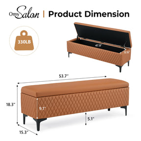 OmySalon WRB1701 53.7in Faux Leather Waiting Room Reception Bench Chair with Hidden Storage