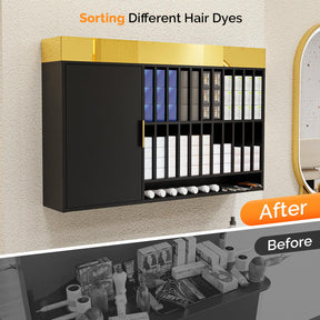 OmySalon WSCR Wall Mounted Hair Color Organizer Rack Cabinet Station