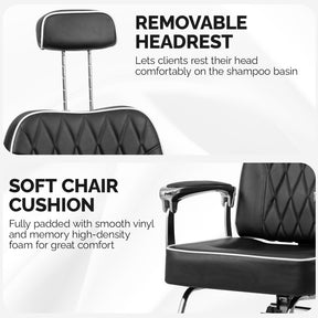 OmySalon SC3901 All Purpose Hydraulic Reclining Salon Chair w/Headrest
