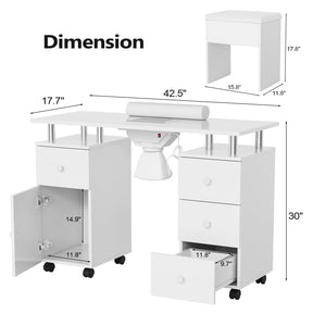 OmySalon MT-DCCH Nail Manicure Table and Chair Set w/Electric Dust Collector & Wrist Rest
