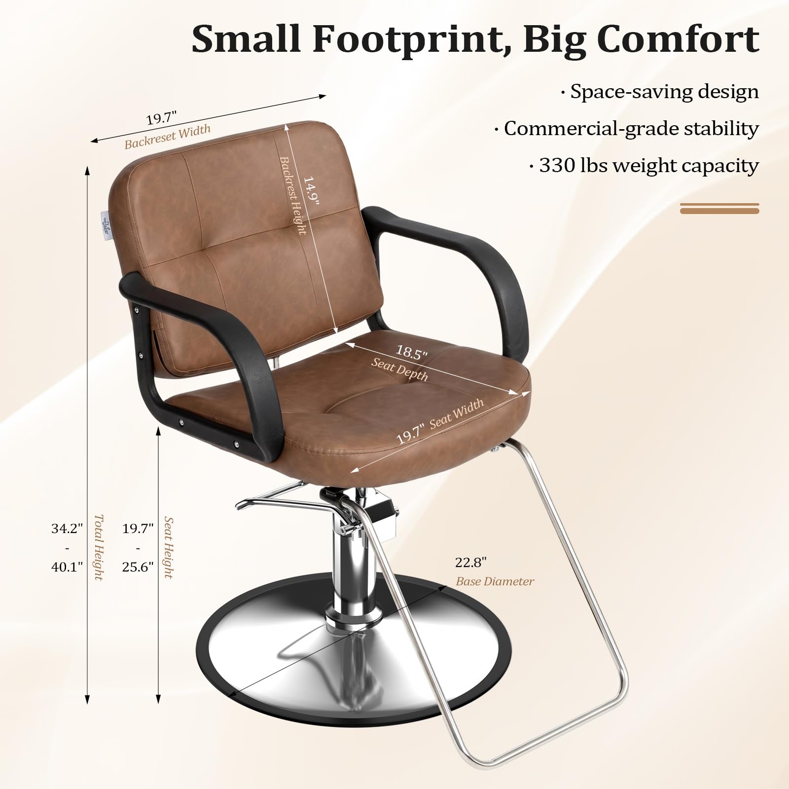OmySalon SC1601 Hydraulic Adjustable Height 360° Swivel Styling Chair