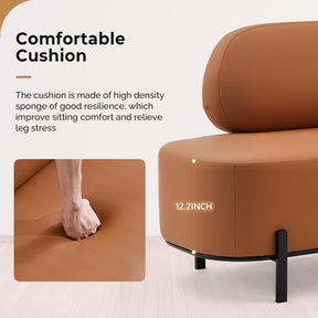 OmySalon WRB1801 55.1in Faux Leather Upholstered Waiting Room Reception Bench Chair with Backrest