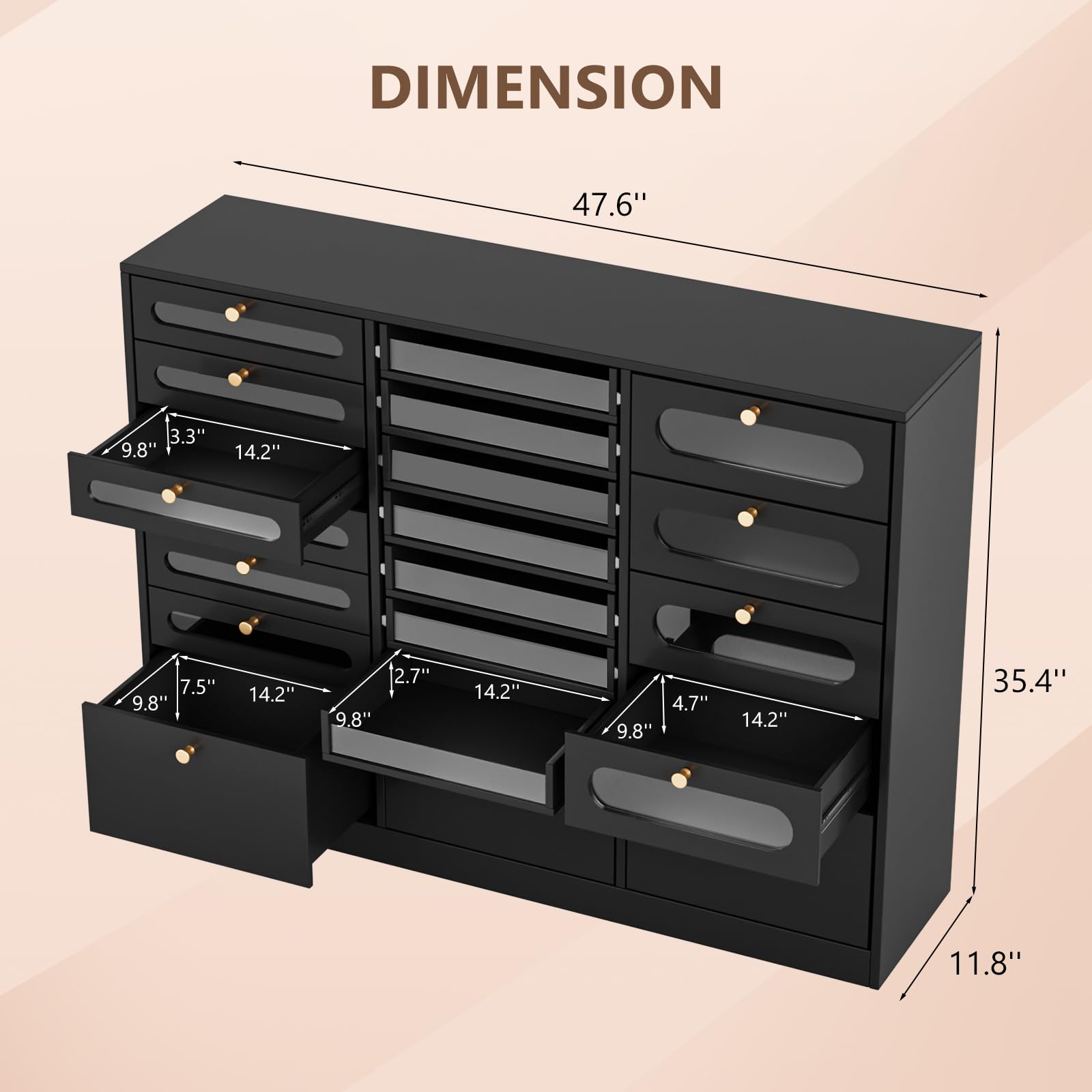 OmySalon Floor-Standing Nail Polish & Powder Organizer Cabinet with Drawers