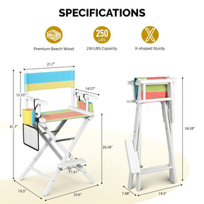 OmySalon 26in Wooden Portable Director Chair Folding Makeup Chair with Storage Pouch