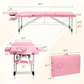 OmySalon FA-MB 84in Portable Height-Adjustable Physical Therapy Massage Table with Aluminum Frame, Face Cradle & Carrying Bag