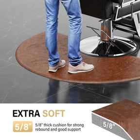 OmySalon 3'x5' Semi-Circle 3D Embossed Anti-Fatigue Salon Mat with Round Cutout 5/8" Thick