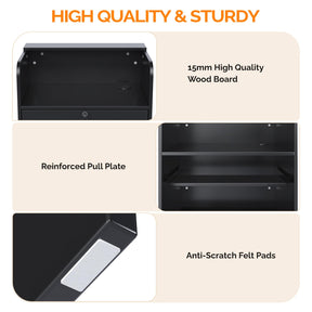 OmySalon RD Modern Wooden Reception Desk with Lockable Drawer and Legroom Rack