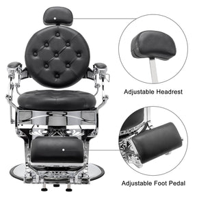 OmySalon BC1101 Vintage Style Heavy Duty Hydraulic Recline Barber Chair