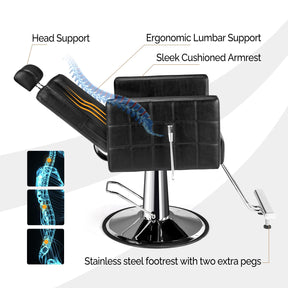 OmySalon SC2301 All Purpose Heavy Duty Hydraulic Reclining Hair Salon Chair w/Headrest