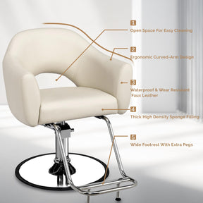 OmySalon SC3001 Modern Heavy Duty Hydraulic Swivel Hair Stylist Salon Chair w/Thickened Curved Backrest