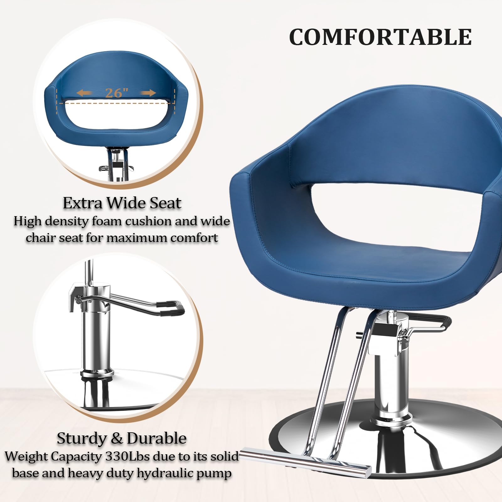 OmySalon SC3202 Heavy Duty 360°Swivel Hydraulic Styling Chair