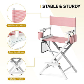 OmySalon 26in Wooden Portable Director Chair Folding Makeup Chair with Storage Pouch