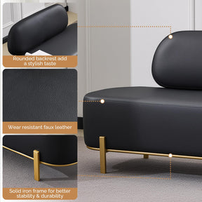 OmySalon WRB1801 55.1in Faux Leather Upholstered Waiting Room Reception Bench Chair with Backrest