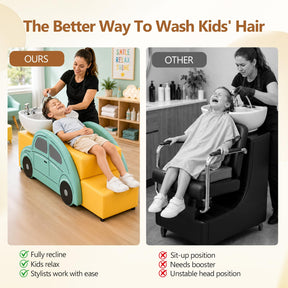 OmySalon BU2802 Child Shampoo Bowl and Chair Backwash Unit with Ceramic Bowl & Reclining Car Seat
