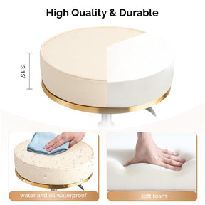 OmySalon Luxury 360° Swivel Hydraulic Adjustable Rolling Round Stool with Wheels