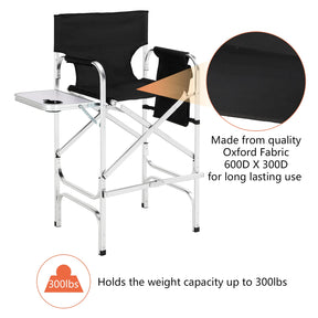 Omysalon 30in Portable Folding Director Chair with Collapsible Side Table