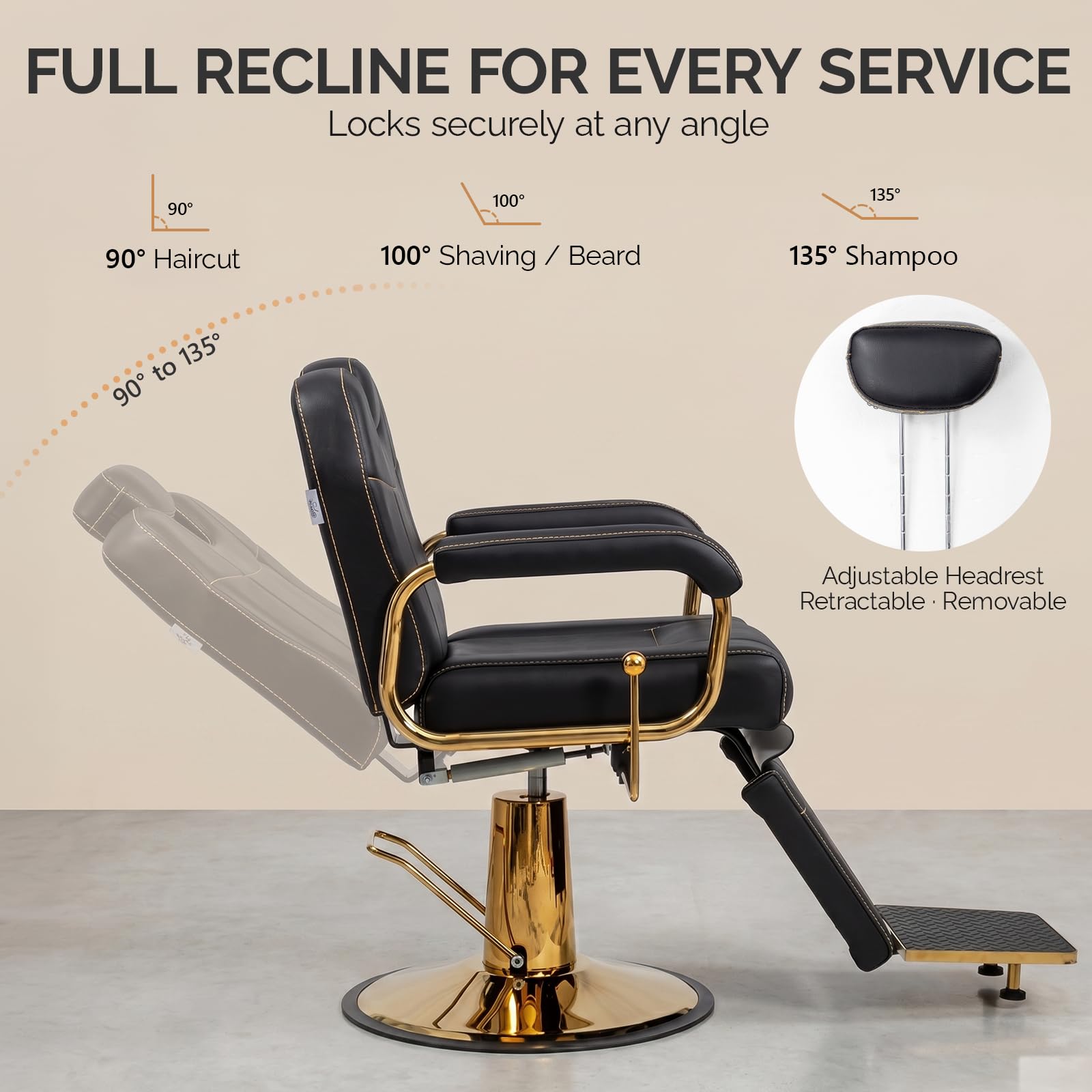 OmySalon SC4101 All Purpose Heavy Duty Hydraulic Reclining 360° Swivel Salon Chair