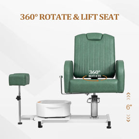 OmySalon PCM-WB 360° Rotation Hydraulic Pedicure Spa Chair with Bubble Foot Bath & Rolling Stool
