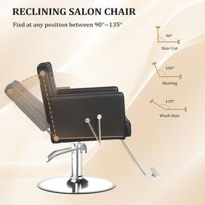 OmySalon SC2311 All Purpose 360° Swivel Hydraulic Reclining Salon Chair w/Headrest