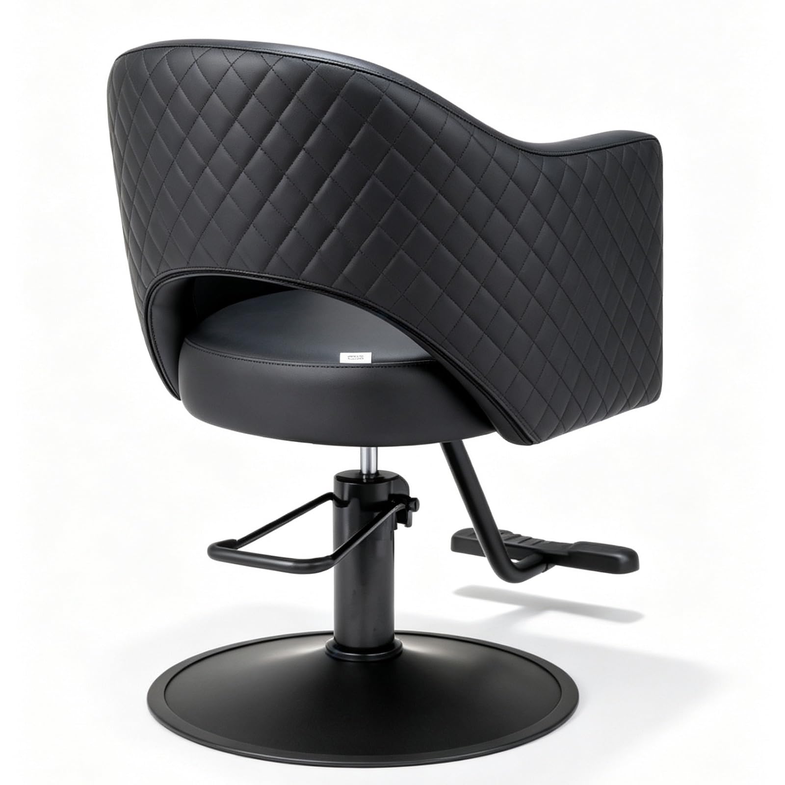 OmySalon SC3401 Heavy Duty 360° Swivel Styling Chair with Rhombus Stitch Pattern Back & Gold Footrest
