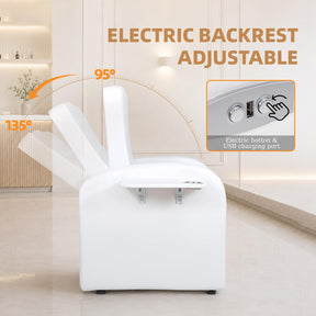 OmySalon PCE-BD 3-in-1 Plumbless Electric Pedicure Chair With Technician Stool Footrest And Adjustable Backrest