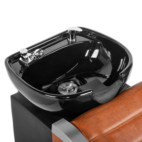 OmySalon BU1501 Salon Shampoo Bowl and Chair Backwash Unit with Ceramic Wash Bowl & Adjustable Footrest