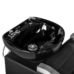 OmySalon BU1501 Salon Shampoo Bowl and Chair Backwash Unit with Ceramic Wash Bowl & Adjustable Footrest