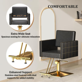 OmySalon SC2001 Heavy Duty Hydraulic Wide Seat Hair Stylist Salon Chair