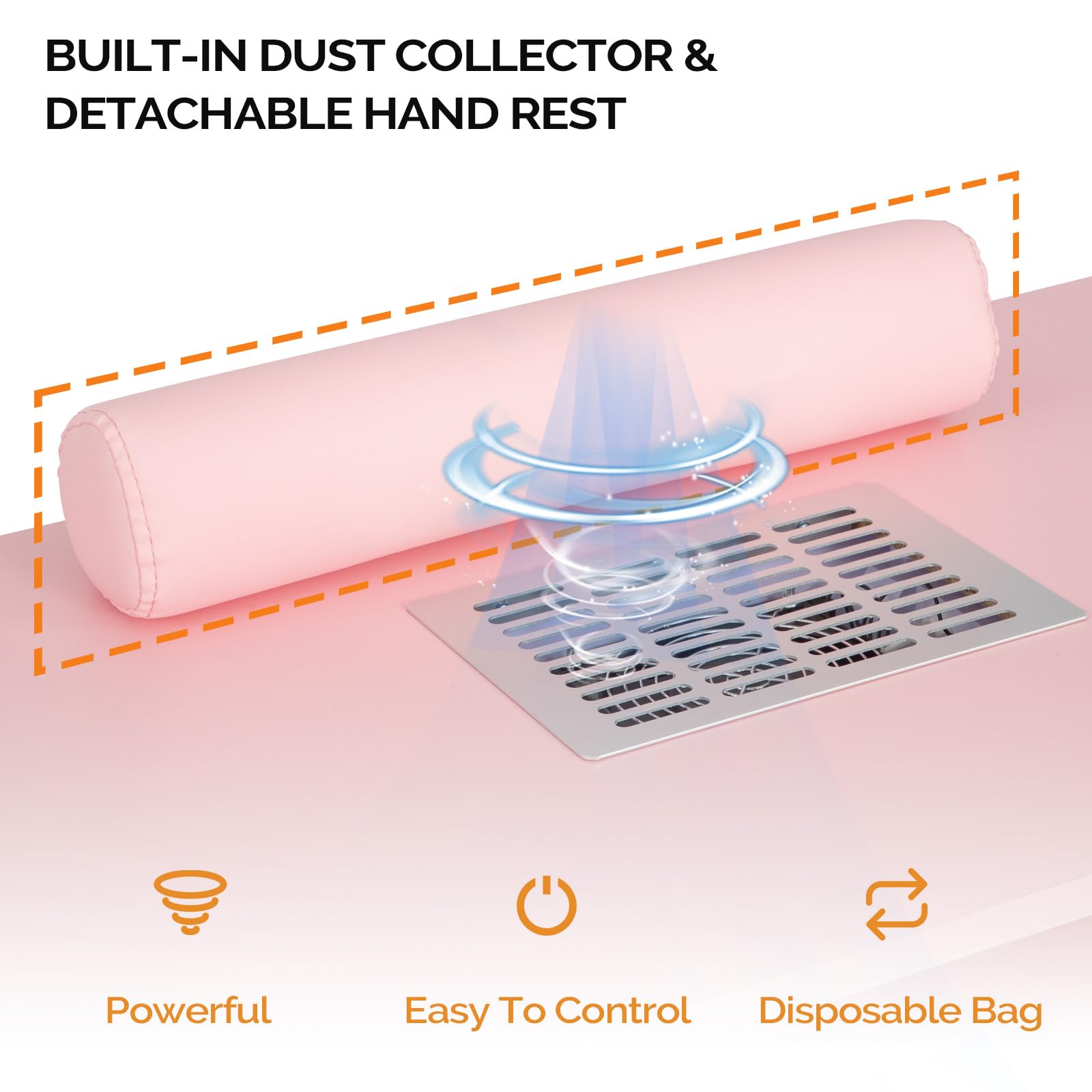 OmySalon MT-SC Nail Manicure Table w/Electric Dust Collector & Wrist Rest & Diamond Decoration