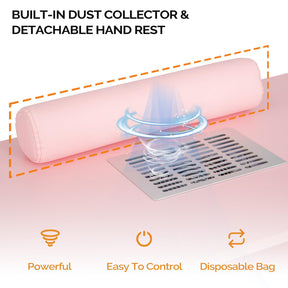 OmySalon MT-SC Nail Manicure Table w/Electric Dust Collector & Wrist Rest & Diamond Decoration