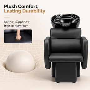 OmySalon BU2901 Salon Shampoo Bowl and Chair Backwash Unit with Tilting Ceramic Sink