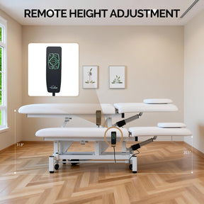 OmySalon MTB-W 71in Heavy Duty Electric Dual-Motor Remote Control Physical Therapy Massage Table with Adjustable Height & Backrest