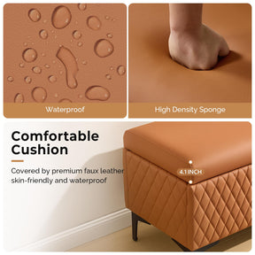 OmySalon WRB1701 53.7in Faux Leather Waiting Room Reception Bench Chair with Hidden Storage