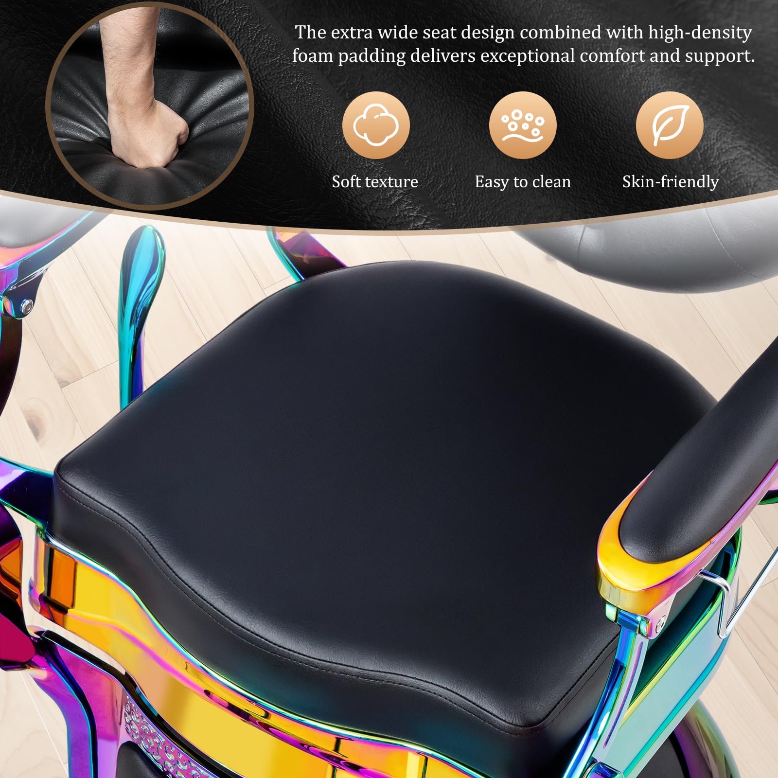OmySalon BC1604 Retro Heavy Duty Hydraulic Recline Barber Chair