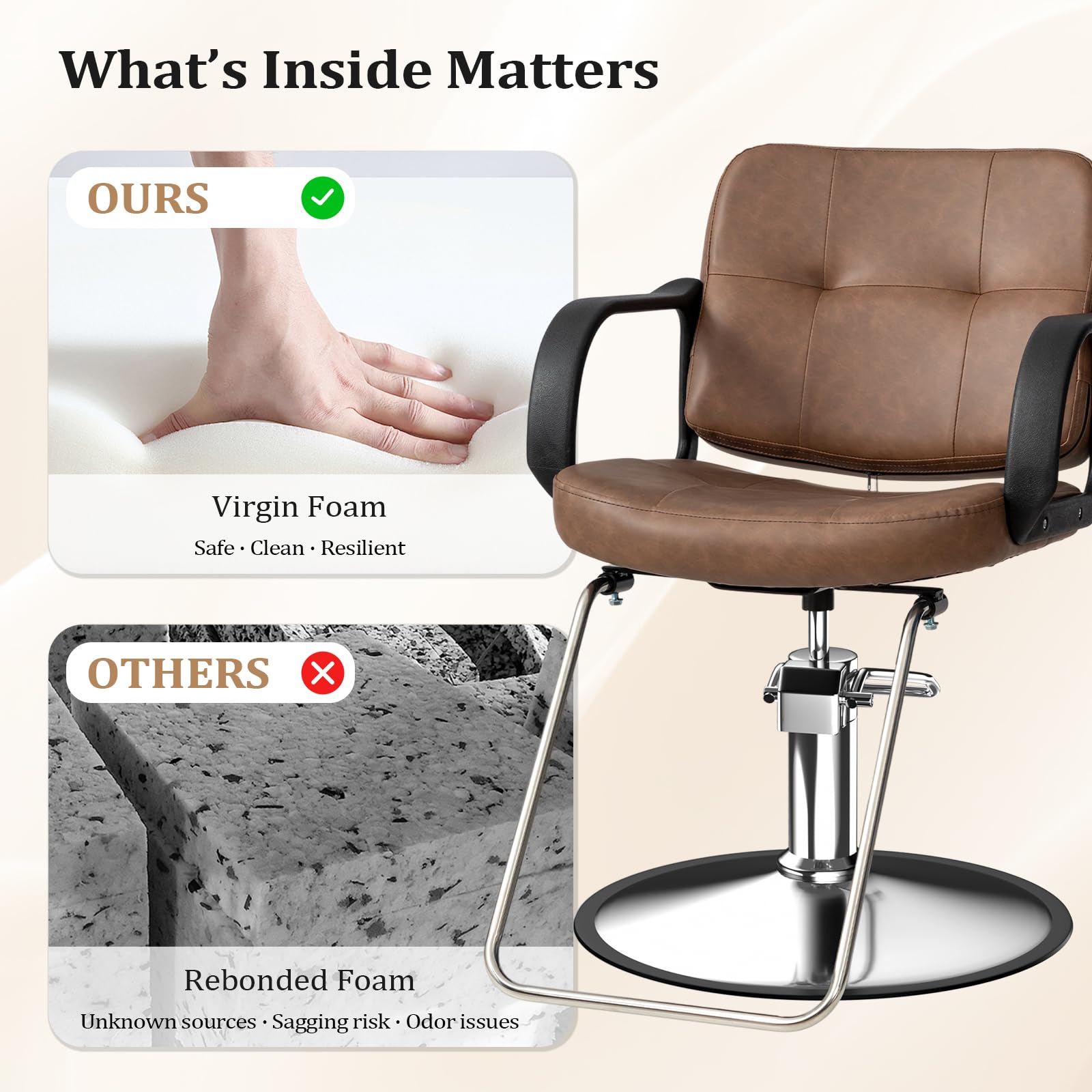 OmySalon SC1601 Hydraulic Adjustable Height 360° Swivel Styling Chair
