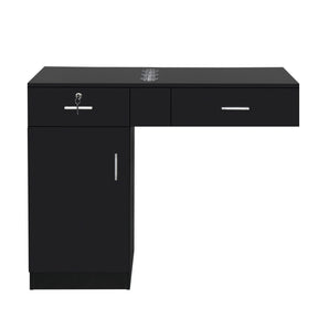 OmySalon Wall Mount Barber Salon Station with a Storage Cabinet 2 Drawers 3 Hair Dryer Holders