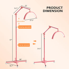 OmySalon Height Adjustable Shadowless Half Moon LED Floor Lamp with 3000-6500K Adjustable Color Temperature, Stepless Dimming & Phone Holder