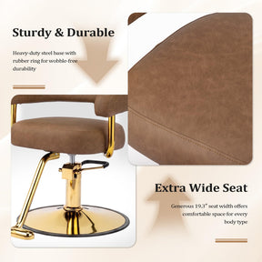 OmySalon SC3301 Heavy-Duty Hydraulic Styling Chair with Open Back & Gold Footrest