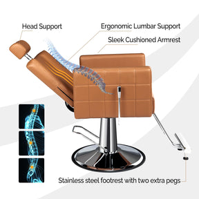 OmySalon SC2301 All Purpose Heavy Duty Hydraulic Reclining Hair Salon Chair w/Headrest