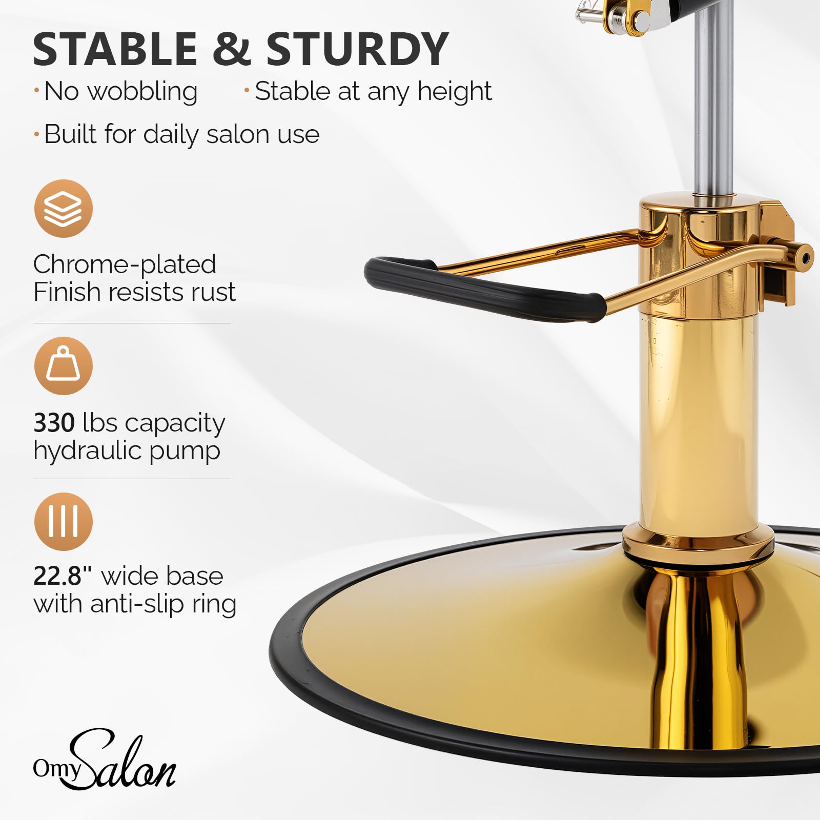 OmySalon SC3401 Heavy Duty 360° Swivel Styling Chair with Rhombus Stitch Pattern Back & Gold Footrest