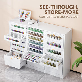 OmySalon Floor-Standing Nail Polish & Powder Organizer Cabinet with Drawers