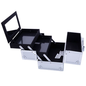 OmySalon SM-2176 Portable Handle Large Storage Lockable Cosmetic Makeup Train Case with Mirror Lock