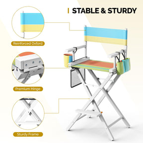 OmySalon 31in Wooden Portable Director Chair Folding Makeup Chair with Storage Pouch