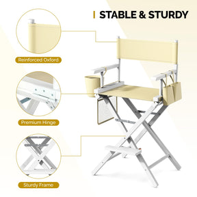 OmySalon 26in Wooden Portable Director Chair Folding Makeup Chair with Storage Pouch