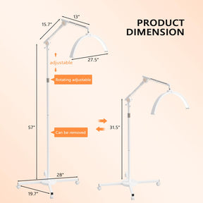 OmySalon Height Adjustable Shadowless Half Moon LED Floor Lamp with 3000-6500K Adjustable Color Temperature, Stepless Dimming & Phone Holder