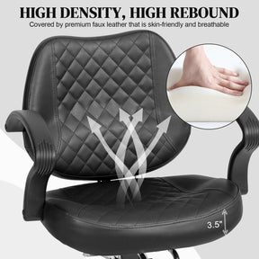 OmySalon SC2901 Ergonomic 360-Degree Swivel Hydraulic Hair Stylist Salon Chair with Curved Armrests