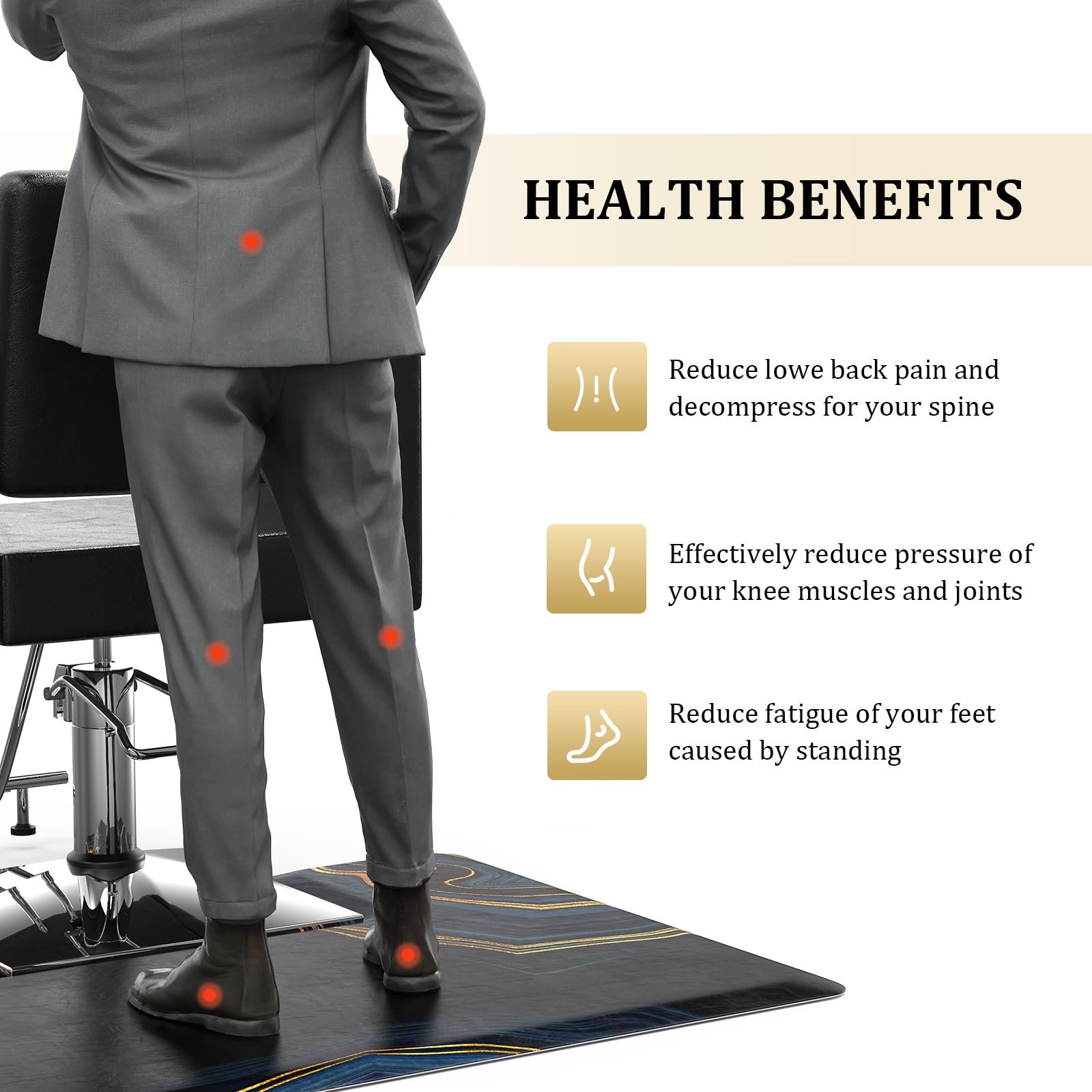 OmySalon 3'x4' Rectangle Salon Anti Fatigue Mat with Square Cutout 3/4" Thick