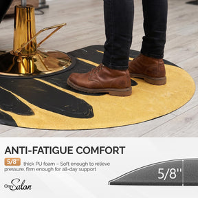 OmySalon 3' x 5' Semi-Circle Anti-Fatigue Salon Mat with Round Cutout 5/8" Thick