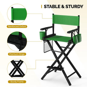 OmySalon 31in Wooden Portable Director Chair Folding Makeup Chair with Storage Pouch